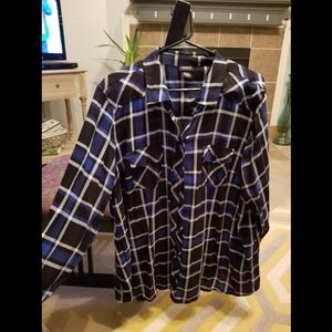Plaid blue and black button down